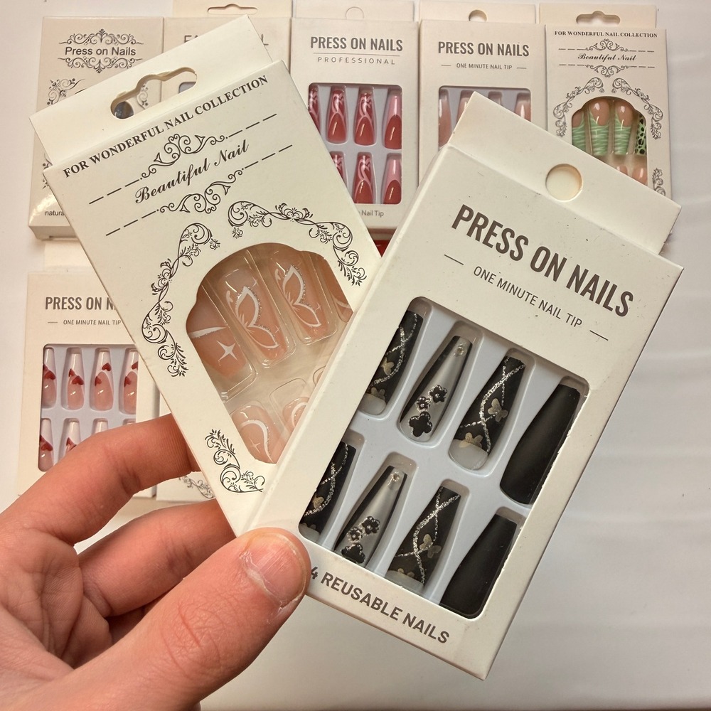 Lot of 10 Pack of 24 New False Press On Nails Assorted Designs and Colors №N8 - Picture 2 of 6